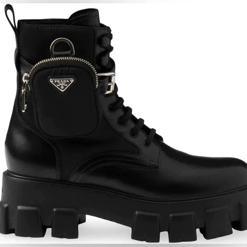 Prada Monolith Leather Combat Boots